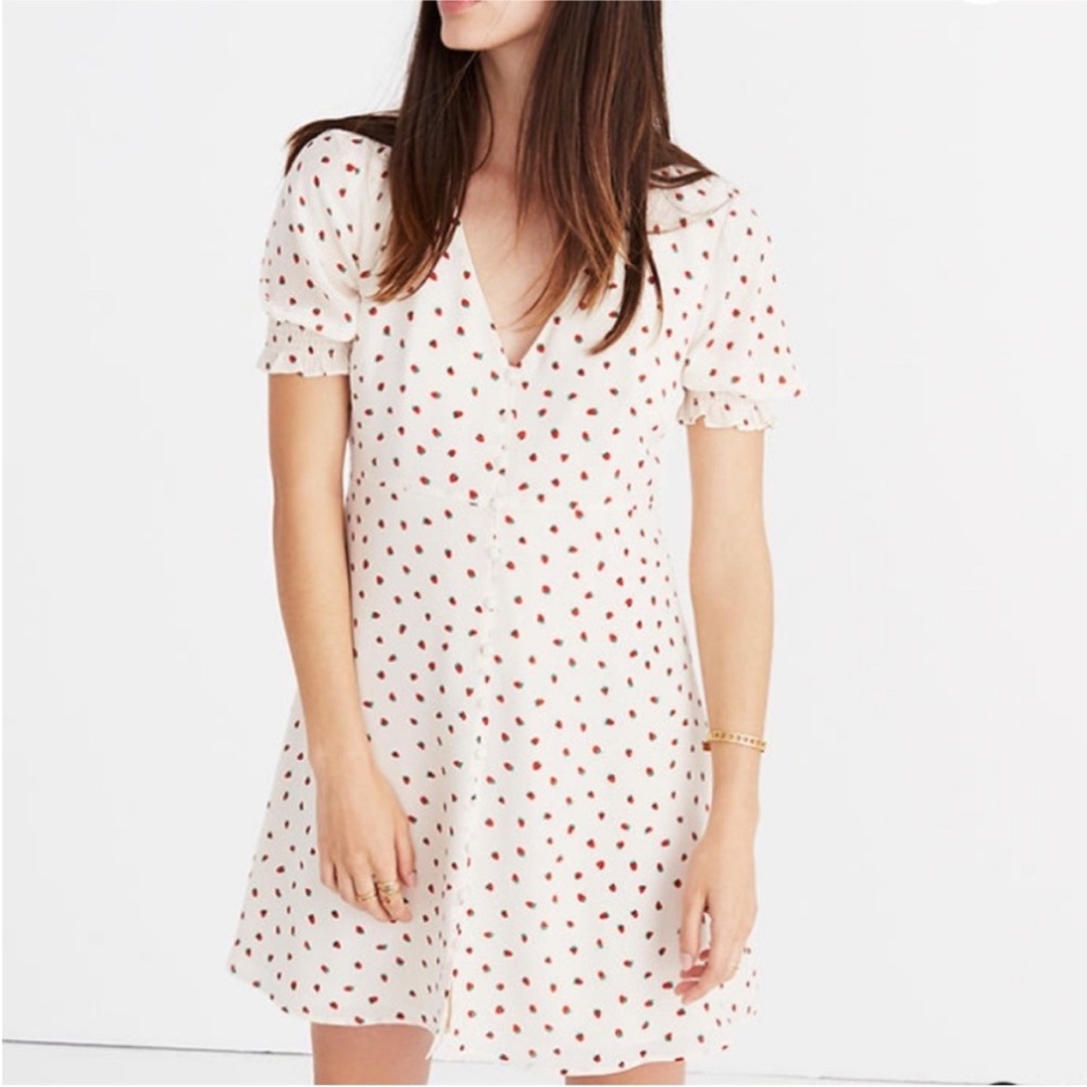 Madewell White and Red Polka Dot Dress